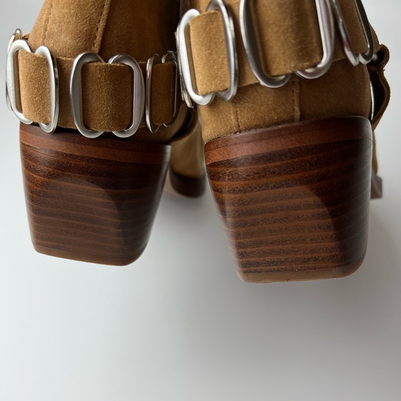 SAM EDELMAN Bellamie Suede Riding Heel Biker Boots Size 9 - Picture 10 of 16